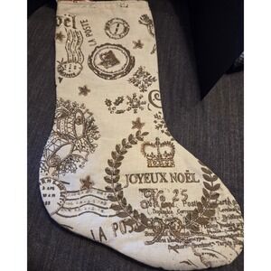 Vintage Stein Mart Holiday Luxe Gold Noel Beaded French 19" Christmas Stocking